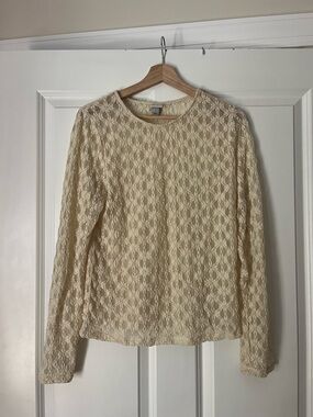 a new day Cream Lace Long-Sleeve Tee